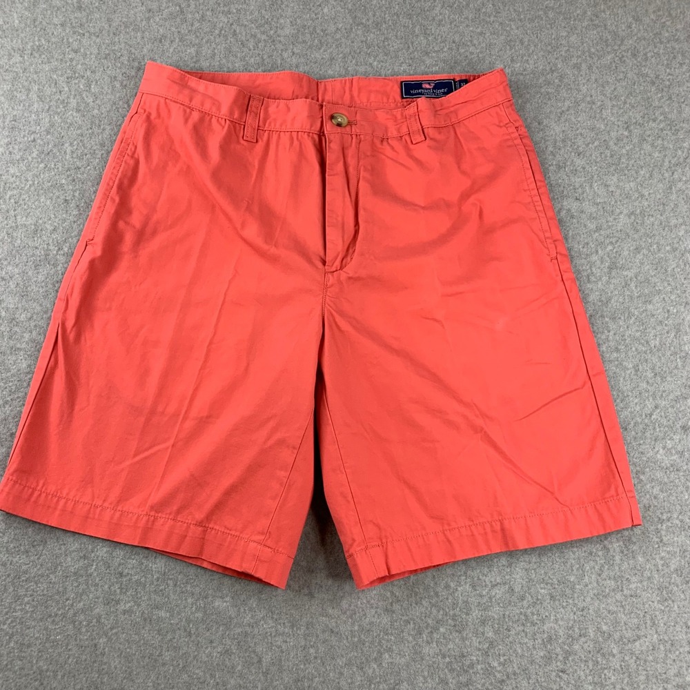 Vineyard Vines Breaker Shorts Mens 32 Coral Pink Flat Front‎ Cotton Chino